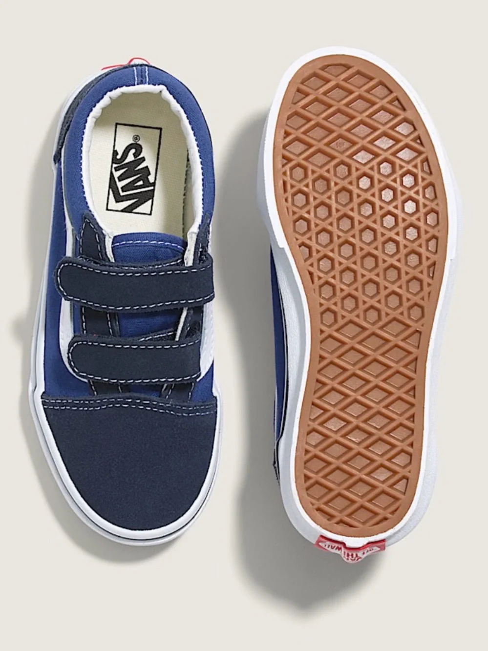 Vans Kids Navy & White Old Skool V Hook-and-Loop Sneakers